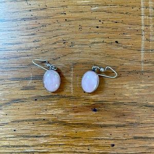 Silver and rose quartz drop earrings